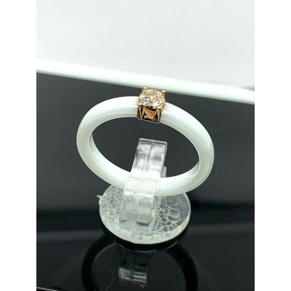 Engagement Promise Ring 0.05ctw Diamond Sterling Silver White Ceramic Size 7 - Picture 11 of 13